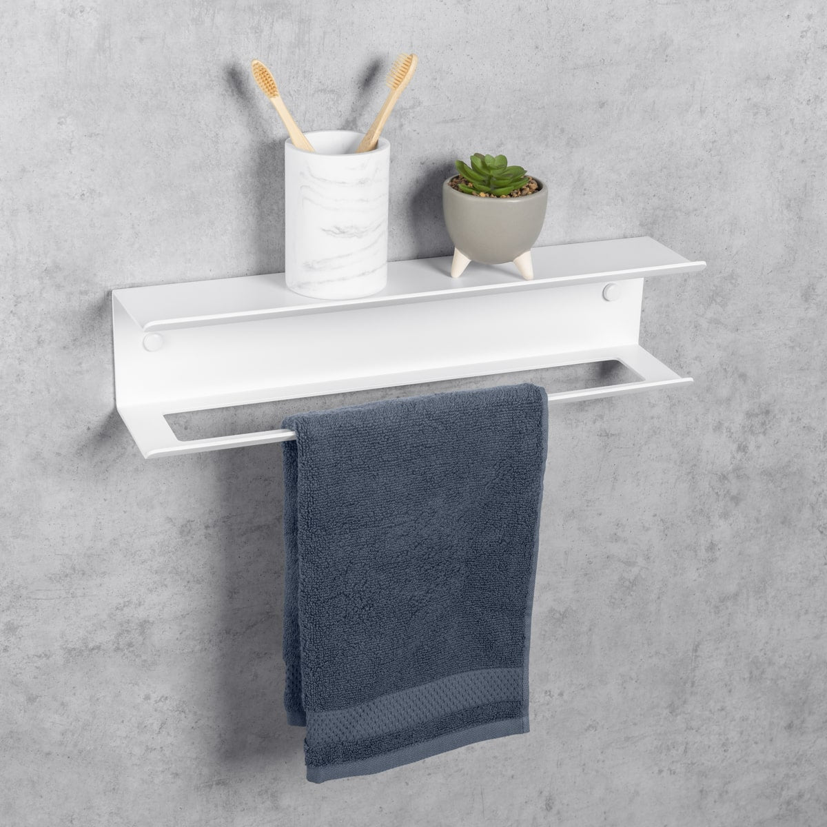 white Towel Rack with Shelf Pody